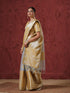Silver Tissue Yellow Handloom Border Silk Saree with Blouse Fabric